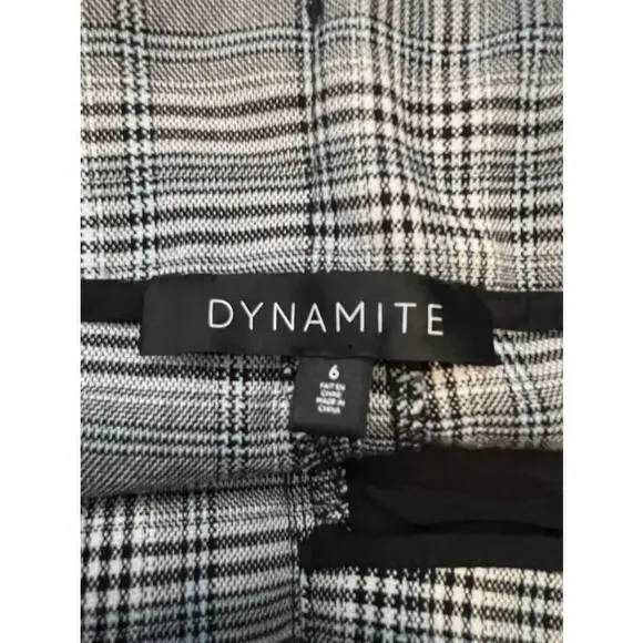 DYNAMITE Grey Plaid High Waist Straight Leg Cropped Dress Pant Y2K Trouser 6 - Picture 10 of 10
